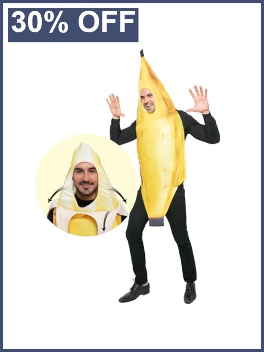 Adult Banana Costume Jumpsuit Halloween Dress Up Party Role Play